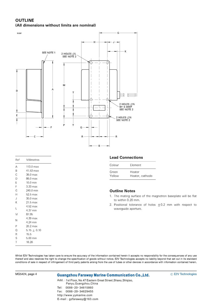 雷达磁控管 MG5424